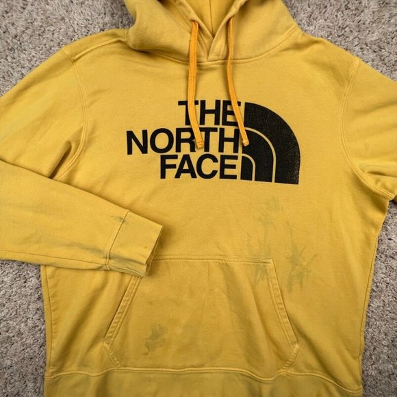 The North Face Spellout Hoodie - Medium Orange Cotton